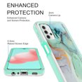 thumbnail image 3 of Samsung Galaxy A72 Case, Rosebono Hybrid Graphic Design Pattern Hard Back Pannel Cover Case For Samsung Galaxy A72 (Green Marble), 3 of 4