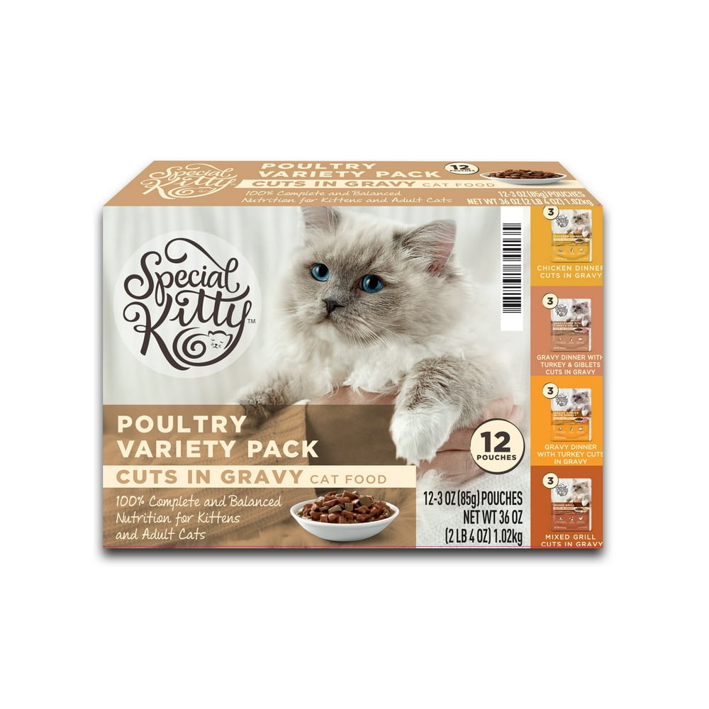 Special Kitty Poultry Cuts in Gravy Wet Cat Food Variety Pack, 3 oz