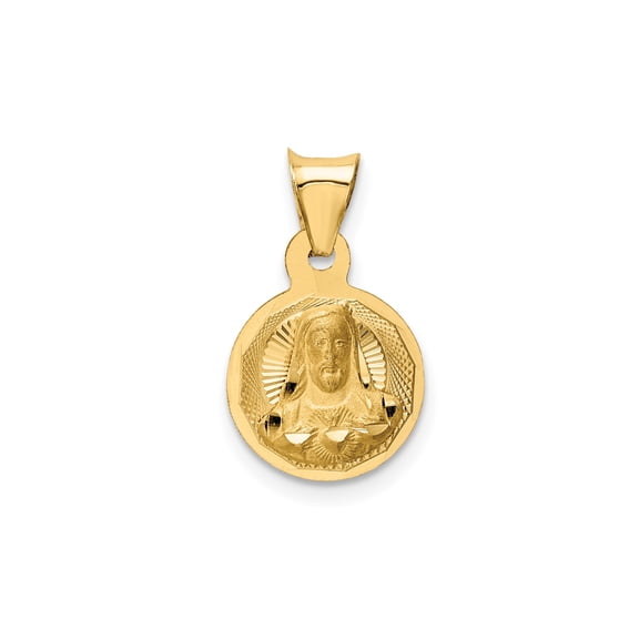 14k Yellow Gold Jesus Pendant Necklace with Radiant Detailing, Catholic Religious Medallion for Men and Women, Christian Faith Jewelry