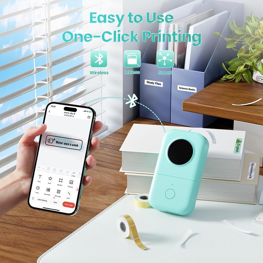 Phomemo D30-GN Green Thermal Label Maker Machine Bluetooth