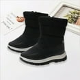 thumbnail image 2 of JAHH Winter New Thickened Big Kids Snow Boots Mid Tube Student Cotton Shoes Fashionable Children's Snow Boots Plus Velvet Thickened Waterproof Outdoor Warm Shoes(6-7 Years,Black), 2 of 3