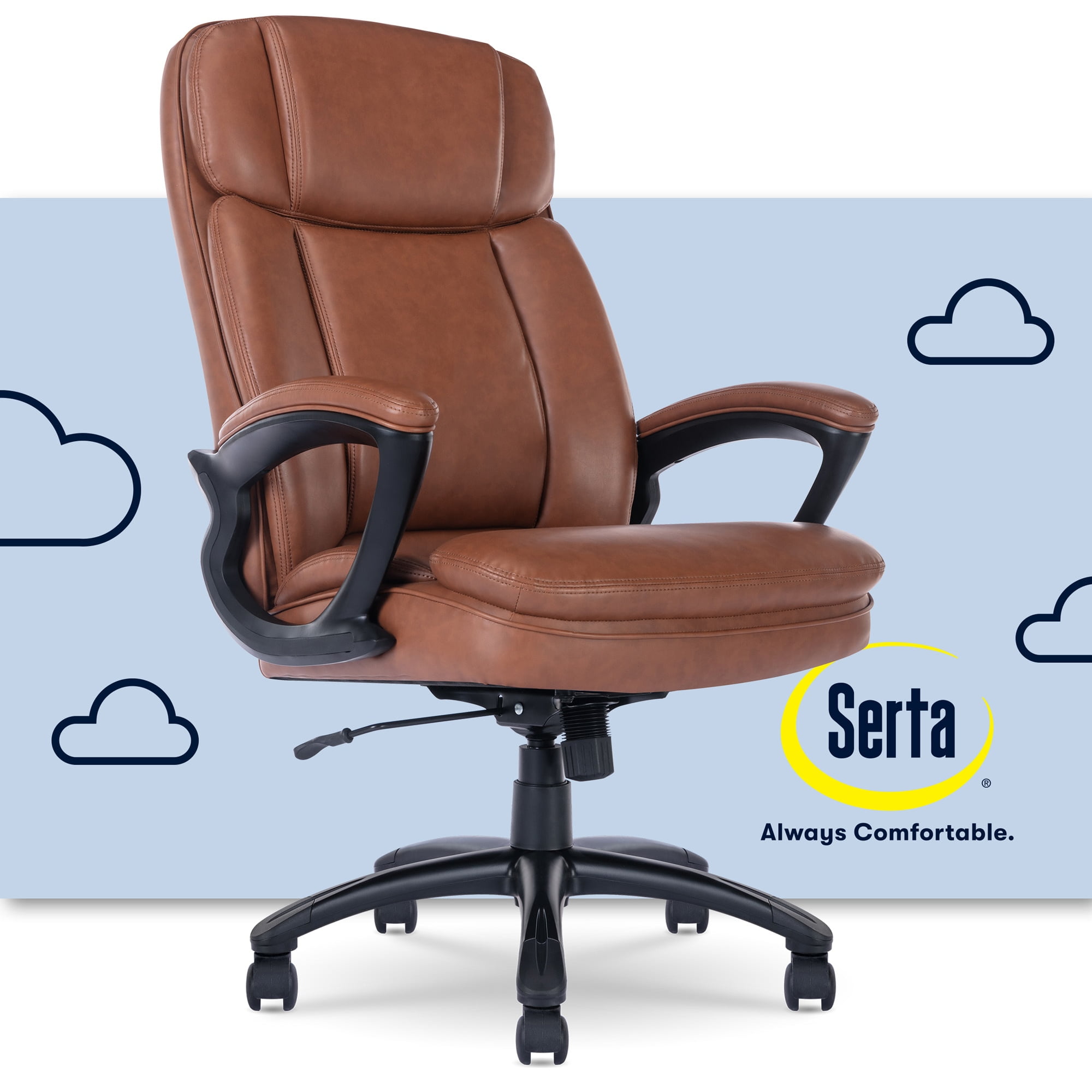 Serta Fairbanks Big and Tall Executive Office Chair Cognac Bonded