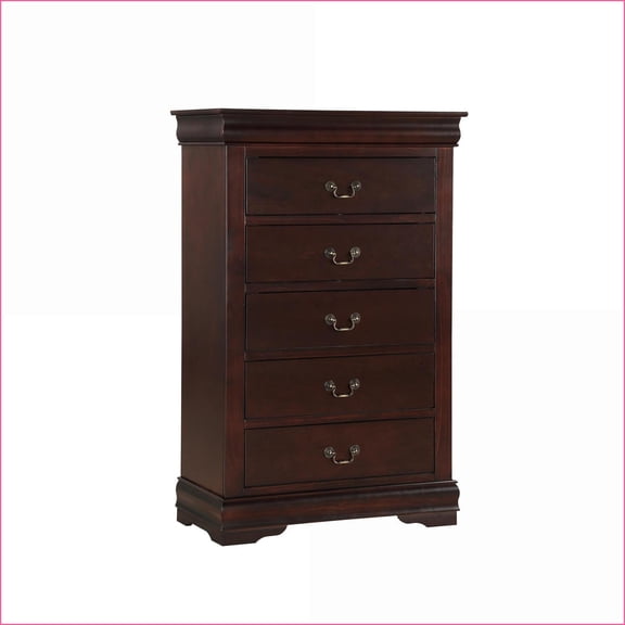 Chests & Wardrobes | Louis Philip 5-Drawer Cherry Storage Chest | Solid Wood | Cherry