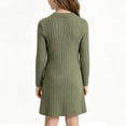 thumbnail image 5 of Sweater Dresses for Girls Size 9-10 Long Sleeve Crew Neck Casual Ribbed Knit Fall Soft Pullover Dress Army Green, 5 of 5