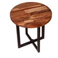thumbnail image 2 of Table Ronde de 18 Pouces avec Plateau en Bois et Base en Métal, Marron et Noir, 2 of 6