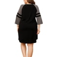 thumbnail image 3 of Valcatch Women Plus Size Nightdress Contrast Sleeve Round Neck Three-Quarter Sleeve Dress XL-XXXXL, 3 of 7