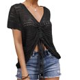 thumbnail image 2 of Summer Women's Crochet Beach Cover Up Lace-Up Drawstring Poncho Top Beachwear Swimsuit Bikini Dress-Up, 2 of 5