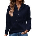 thumbnail image 3 of THDHVS Hoodies for Women,Womens Sweatshirt,Womens Cable Knit Hoodie Snap Button Front Pocket Long Sleeve Loose Fall Top, 3 of 7