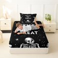 thumbnail image 4 of Homewish Halloween Death Skull Twin Sheets,Trick Or Treat Print Bedding,Black White,3pcs,1 Fitted Sheet and 1 Pillowcase, 4 of 6