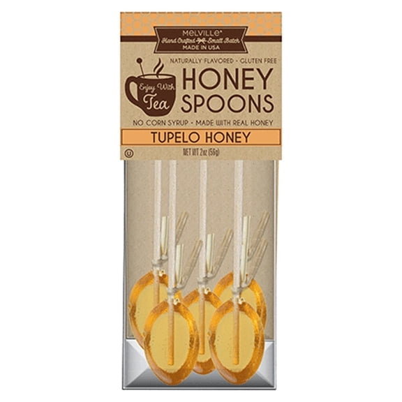 Melville Candy Hard Candy Clover Honey Spoons Lollipop On Wooden Ball Sticks, 5 Count Bag