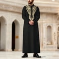 thumbnail image 4 of Yaoyar Mens Middle Eastern Traditional Robe Mid Sleeve Round Neck Embroidered Men's Clothing Middle East Kaftan Saudi Arab Caftans Islamic Abaya Dress Dubai Robes, 4 of 8