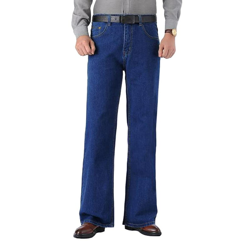 HAORUN Men Jeans Denim Flared Pants Vintage Casual Regular Fit