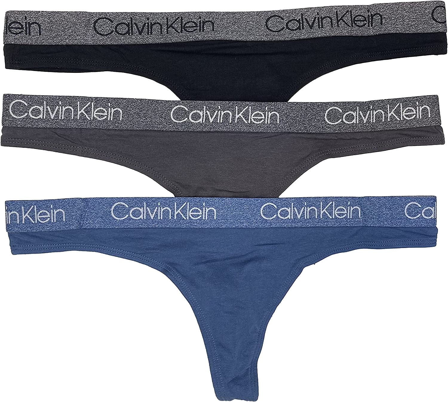  Calvin Klein Women`s Thongs 3 Pack (Black(QP2141-906