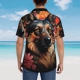 thumbnail image 4 of Gukieu Colorful Flower German Shepherd Print Men's Short-sleeved Shirts, Button-down Lapel Hawaiian Shirts, T-shirts, Beach Vacation Summer Casual Wear,XX-Large, 4 of 7