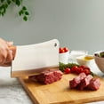 thumbnail image 4 of Meat Cleaver Bone Chopper for Chef, Meat Cutting - Heavy Duty Butcher Knife with Wooden Handle for Kitchen (8 Inch), 4 of 10