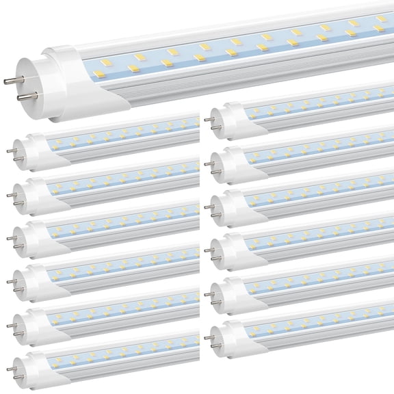 T8 V Shape 4ft LED Tube Light Bulbs,28W 6000K,Dual-end Powered,ETL Listed,12-Pack