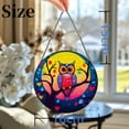thumbnail image 3 of Animal Cartoon Owl Under Moon Stained Glass Suncatcher Handmade Window Hanging Colored Glass Suncatcher Crafts Kits for Indoor Garden Decor Memorial Gift 16x16cm(3), 3 of 7