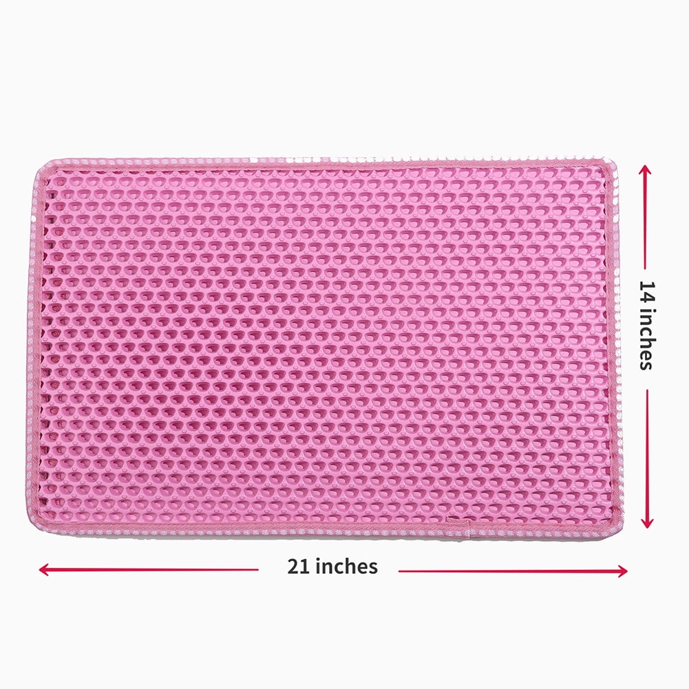 2-Layer Cat Litter Mat Litter Trapper Pink Traps Litter from Box, Soft on Kitty Cat Paws Honeycomb Double-Layer, Helps to Waste Less Litter on Floors Size 21" X 14" 2-Layer Cat Litter Mat Litter Trapper Pink Traps Litter from Box, Soft on Kitty Cat Paws Honeycomb Double-Layer, Helps to Waste Less Litter on Floors Size 21" X 14"