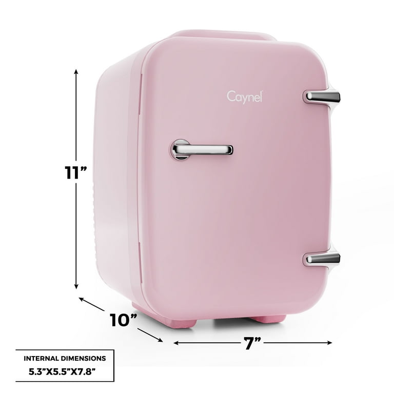 Caynel 4-Liter/6 Can Portable Mini Fridge with Warming Function, Pink