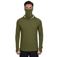 thumbnail image 5 of Men's Long Sleeve Big & Tall UPF 50+ Sun Protection Hoodie Raglan Muscle Fit Hooded Workout Shirt Quick Dry Athletic Rash Guard with Face Mask Thumbholes for Hiking Fishing, 5 of 8