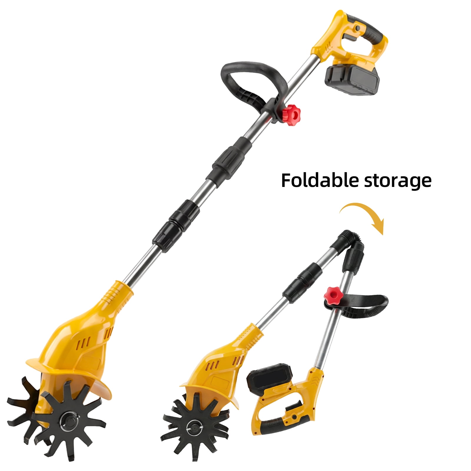 Paddsun Cordless Tiller Cultivator, 21V Electric Garden Tiller 20 Steel Tines Garden Rototiller for Lawn Gardening Soil Cultivation