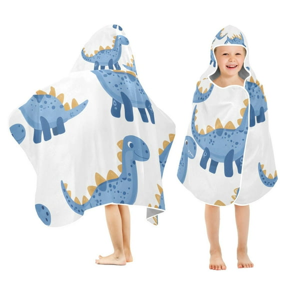 Cartoon Dinosaurs Kids Hooded Beach Towel Baby Bath Poncho Towels with Hood Absorbent 50"x23.5" for Pool Swimming