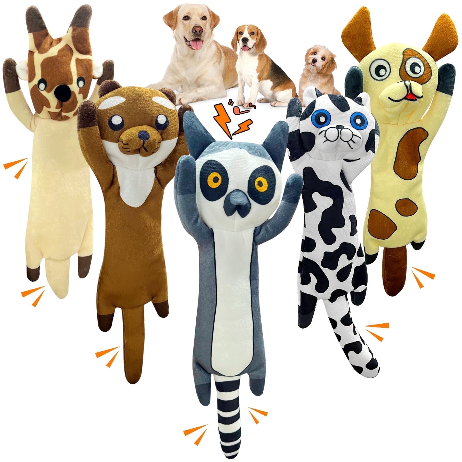 POOPONE Stuffless Plush Crinkle Dog Toys, 5-Pack photo 1