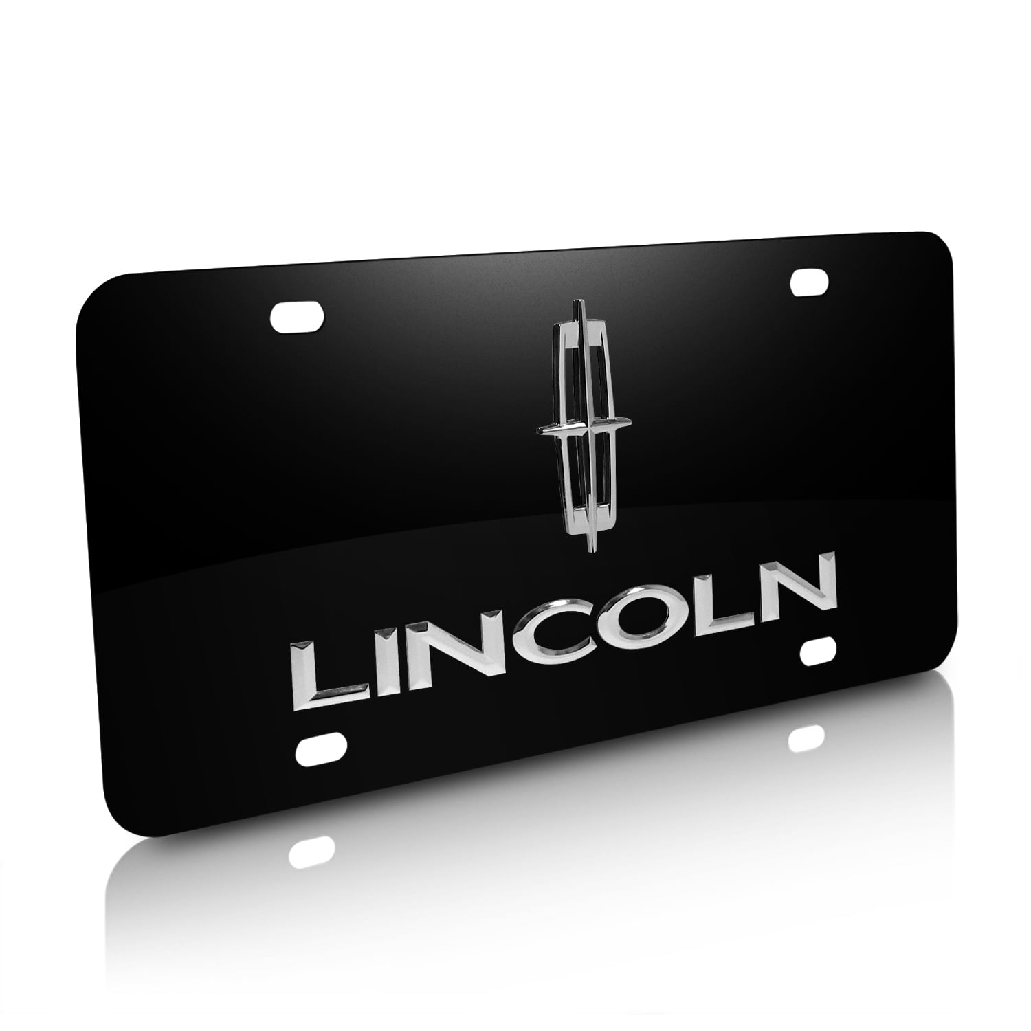 Lincoln MKZ 3D Dual Logo Black Stainless Steel License Plate