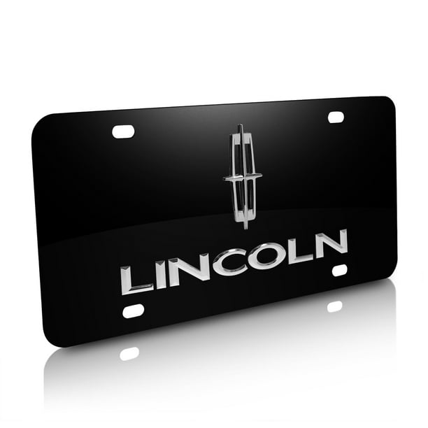 Lincoln 3D Dual Metal Logo Black Stainless Steel License Plate