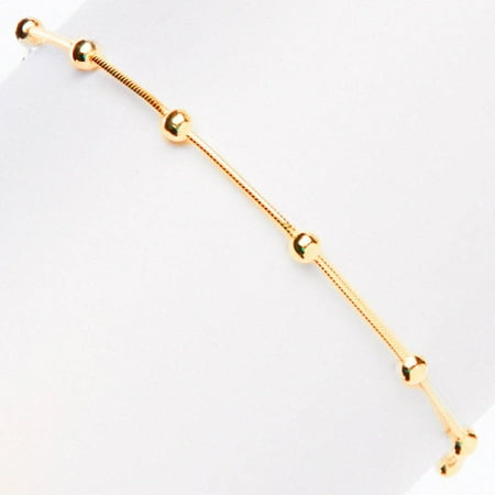 Designer Sterling Silver Anklet - Pori Jewelers 18kt Gold-Plated Sterling Silver Snake with Ball Anklet, 9
