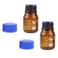 thumbnail image 1 of Botella de reactivo de 2 piezas 100 ml de de borosilicato con tapón de rosca azul Graduaciones de Zulema Botella de reactivo graduado, 1 of 8