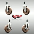 thumbnail image 2 of 5 Inch 316SS High Temp Glass Filled Nylon 1-1/8 Inch Stem Caster Set 2 Brake SCC, 2 of 2