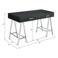 thumbnail image 6 of GZXS Modern Computer Desk with Charging Station and 2 Drawers, 54-Inch Rectangular Writing Desk with Chrome Metal Legs, White High Gloss Finish, 6 of 8