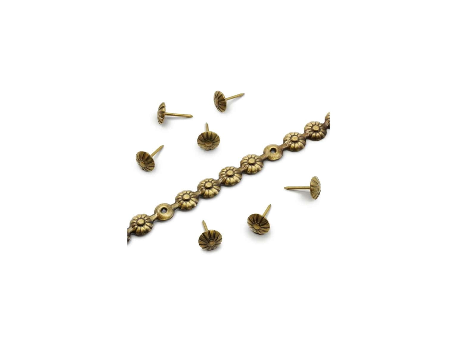 Dritz 7/16" Decorative Daisy Nailhead Trim, Antique Brass, 87 Pc