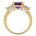 thumbnail image 4 of 4.0ct square emerald cut purple natural amethyst 18k yellow gold 3 stone Bridal Wedding Engagement Promise Anniversary Ring for Women size 6, 4 of 7