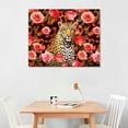 thumbnail image 2 of Shiartex Leopard Print Roses Maximalism Canvas Wall Art Print Home Decor Living Room Bedroom Office Wall Decor 20x16in, 2 of 6