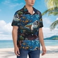 thumbnail image 3 of Fotbe Ocean Coral Turtle Camisa Hawaiana para Hombre Unisex – Camisa Casual de Verano con Botones de Manga Corta de Algodón y Lino,XX-Large, 3 of 7