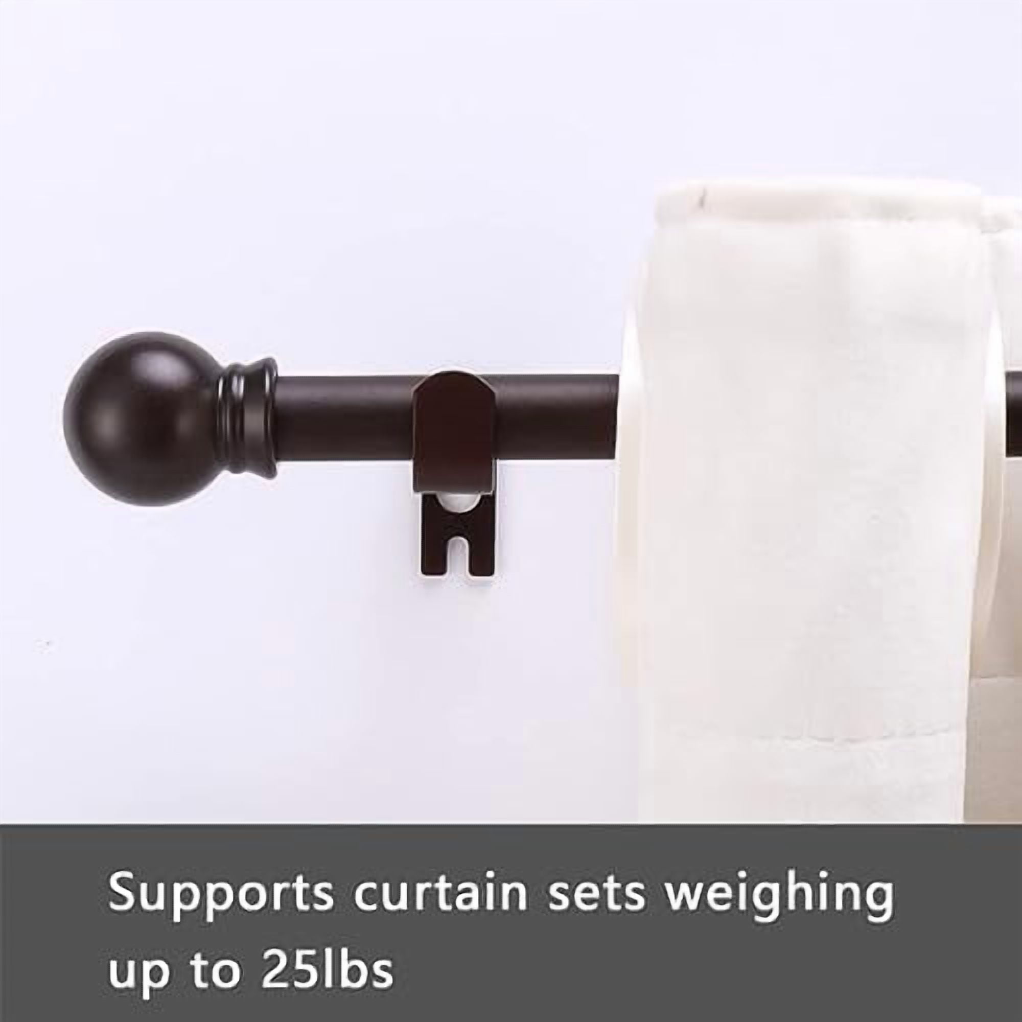 2 Pack Brown Curtain Rods for windows 28 to 78 inch, 5/8 inch Splicing Heavy Duty Metal Curtain Rod Set with Brackets