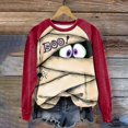 thumbnail image 4 of HCYSFG Womens Halloween Sweatshirts Mummy Casual Crewneck Long Sleeve Ribbed Drop Shoulder Relaxed Fit Pullovers Holiday Tops, 4 of 6