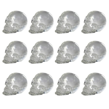 i inch Dozen Mini Translucent Clear Skull Gothic Halloween Decor 12pc Tall