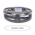 thumbnail image 3 of Opolski Cuff Bangle Four Layers Faux Crystal Rhinestone Retro Fake Leather Magnetic Clasp Wrap Bracelet, 3 of 9