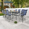 thumbnail image 3 of Patio Festival Metal 11-Piece Outdoor Bistro Dining Set in Blue/Black, 3 of 8