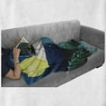 thumbnail image 6 of Outer Space Soft Flannel Fleece Throw Blanket, Alien Santa Claus Hat Kidnaps a Tree with Ornaments Night Airship Print, Cozy Plush for Indoor and Outdoor Use, 60" x 80", Green Blue, by Ambesonne, 6 of 6