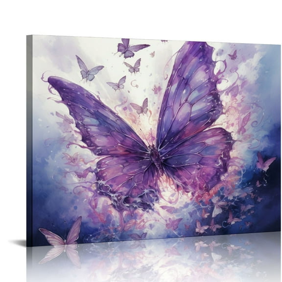 COMIO Butterfly Wall Art Prints,Poster with Purple Butterfly,Colorful Butterfly Wall Art Canvas Poster for Girls Bedroom Nursery Home Decor,Gift.(Unframed).