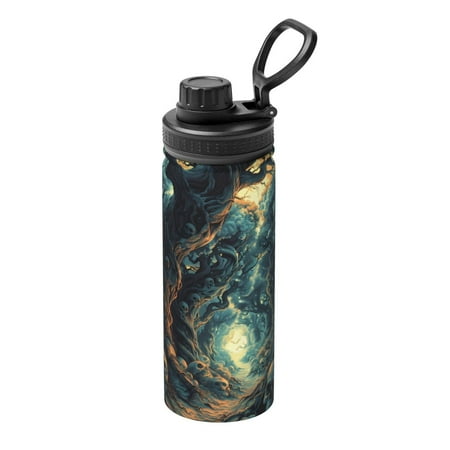 

Uemuo Enchanted Forest Skull Path 18OZ Insulated Kettle Sports Water Bottle Stainless Steel Kettle Vacuum Insulated Flask Flip Lid Travel Mug