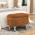 thumbnail image 3 of S-HOME 29.5 Inch Footboard Bench in Fabric Upholstered Design with Hidden Storage and Stylish Fringe for Any Room，Orange, 3 of 12