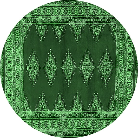 Ahgly Company Indoor Round Persian Emerald Green Traditional Area Rugs, 7' Round
