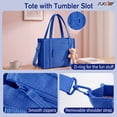 thumbnail image 7 of SUOSDEY Corduroy Tote Bag with Laptop Compartment&Cup Holder,Multipocket Work Tote for College,Teacher,Travel Crossbody Handbag, 7 of 7