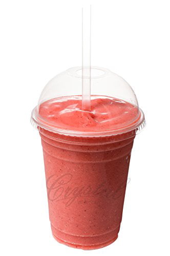 Pack of 50 Smoothie Cups with Dome Lids 600ml 20oz 