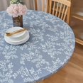 thumbnail image 4 of Round Elastic Edged Vinyl Tablecloth with Flannel Backing Waterproof Oil-Proof PVC Fitted Table Cloth Plastic Cover (Fits Tables up to 40" - 44" Diameter), 4 of 6